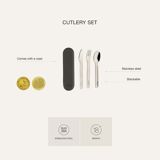 Citron Baby Cutlery Set made of Metal in Case Green 3pcs
