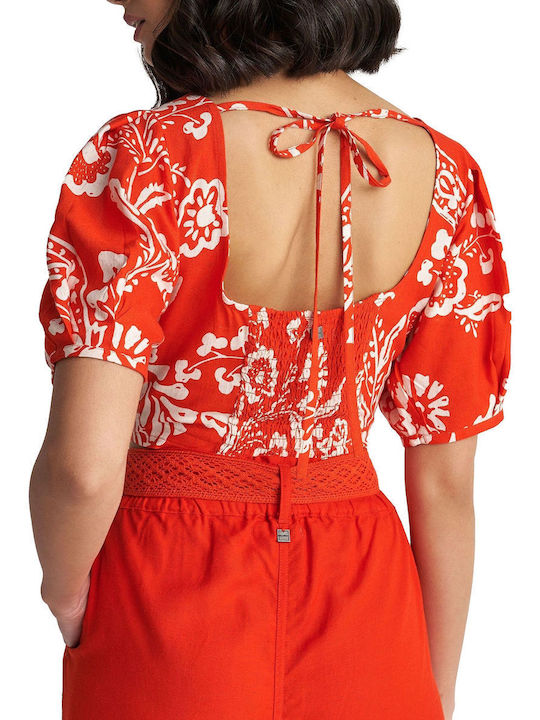 Attrattivo Women's Summer Crop Top Short Sleeve Orange