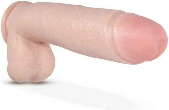 Blush AuNaturel Huge Glass Dildo with Balls and Suction Cup Vanilla 27cm