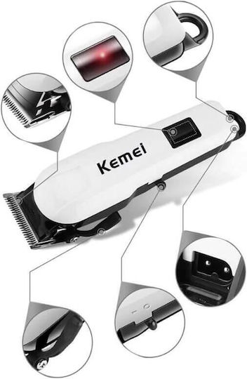Kemei Επαναφορτιζόμενη Κουρευτική Μηχανή Λευκή KM-809B