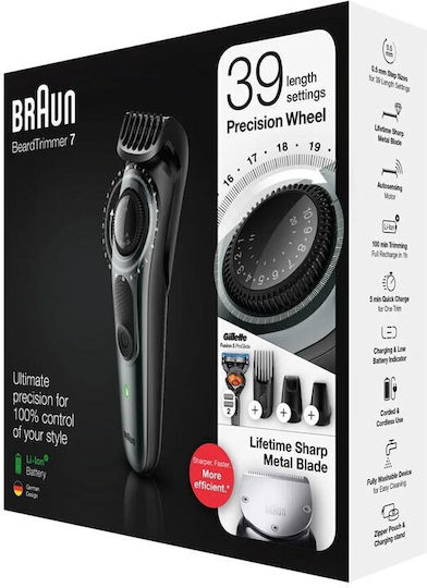 Braun Beard Trimmer 3 Set Rechargeable Hair Clipper Black BT3242