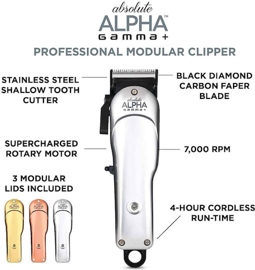 GammaPiu Absolut Alpha Rechargeable Hair Clipper Silver
