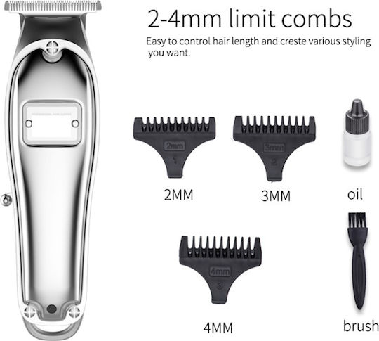 Bioshev Professional Silver Cut Professional Rechargeable Hair Clipper Silver