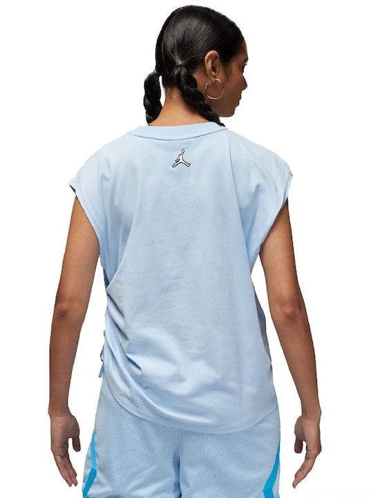 Jordan Women's Summer Blouse Cotton Short Sleeve Light Blue