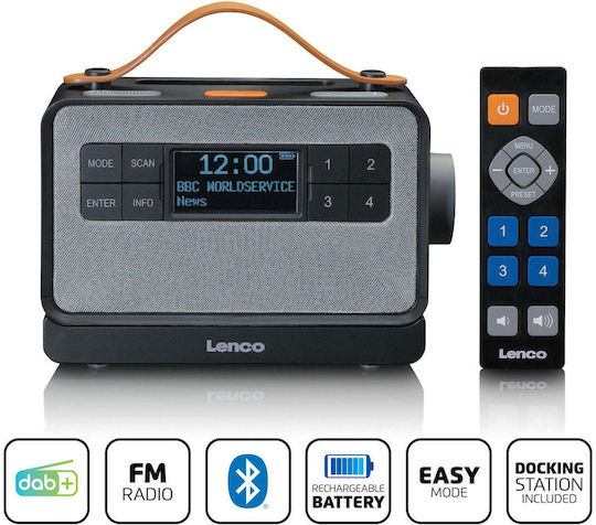 Lenco PDR-065 Επιτραπέζιο Ραδιόφωνο Επαναφορτιζόμενο DAB+ με Bluetooth Μαύρο