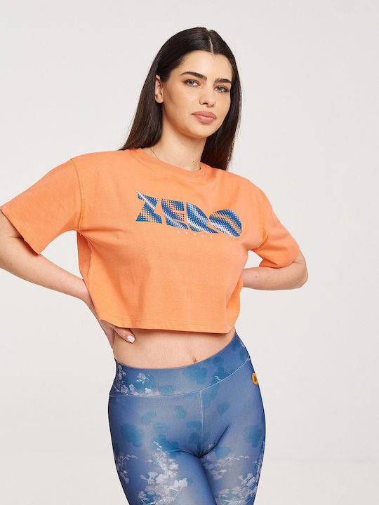 Ichika Γυναικείο Crop T-shirt Πορτοκαλί