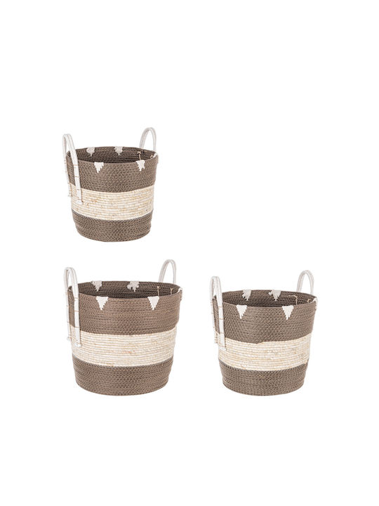 Bizzotto Set of Decorative Baskets Fabric with Handles Brown 3pcs