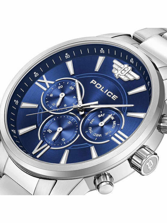 Police Avondale Men's Watch Battery with Silver Metal Bracelet