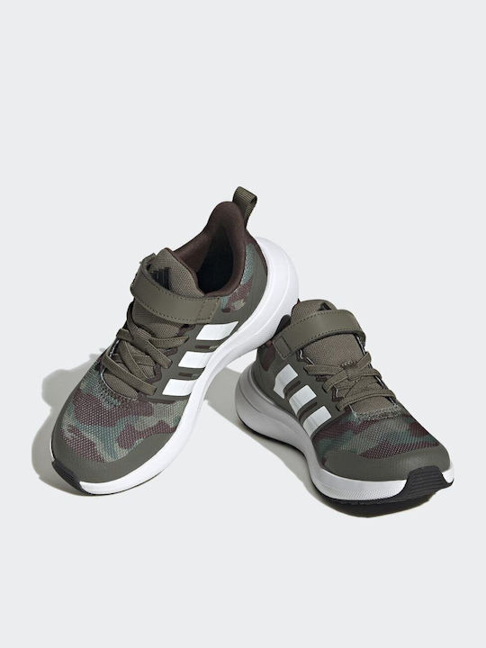Fortarun FortaRun 2.0 EL K Kids Sports Shoes Running with Hoop & Loop Closure Olive Strata / Cloud White / Dark Brown