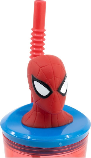 Stor Παιδικό Παγούρι Spiderman Πλαστικό με Καλαμάκι Κόκκινο 360ml