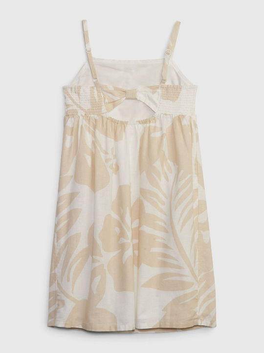 GAP Mädchen Kleid Blumen Ärmellos Beige