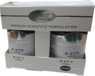 Power Of Nature Platinum Range D-Vit 3 Vitamina pentru Întărirea Sistemului Imunitar & Sănătatea Oaselor 2000iu 2 x 60 tablete