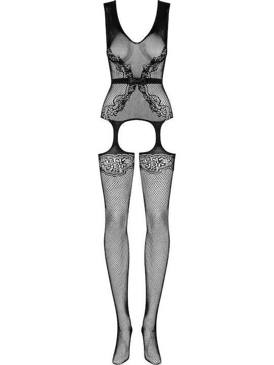 Obsessive F217 Sexy Bodystocking Mesh with Open Crotch Black