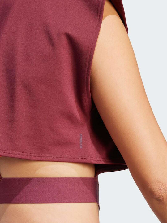 Power Aeroready Women's Athletic Crop Top Sleeveless Fast Drying Burgundy