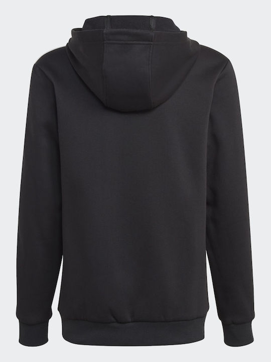Fleece Παιδικό Φούτερ με Κουκούλα και Τσέπες Μαύρο