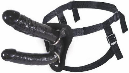 Nanma Harnașament cu Dublu Dildo în Culoare Negru