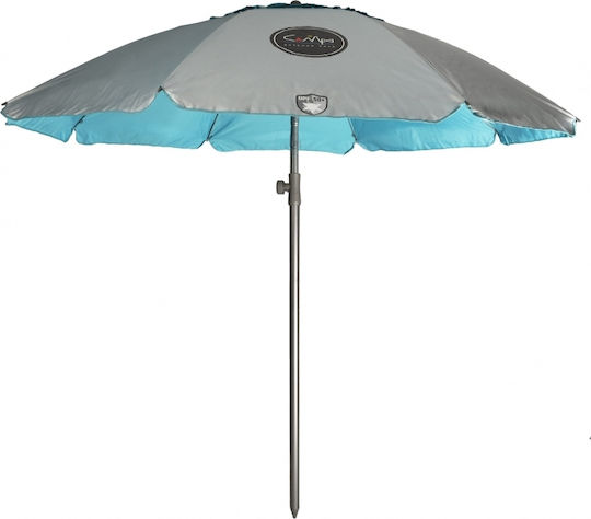 Campo Campo Retro Beach Umbrella Diameter 1.9m with UV Protection and Air Duct Silver/Beige