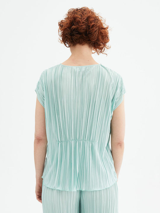 Compania Fantastica Women's Summer Blouse Short Sleeve Green