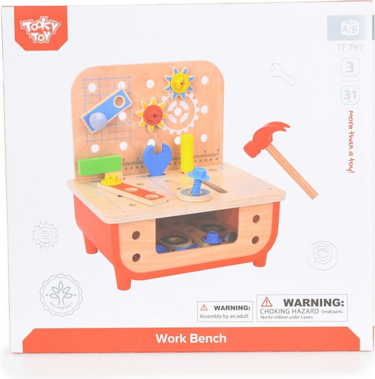 Tooky Toys Wooden Kids Working Bench for 3+ Years 31 pcs