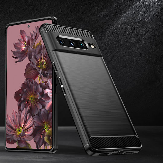 Techsuit Carbon Umschlag Rückseite Silikon Schwarz (Google Pixel 7 Pro)