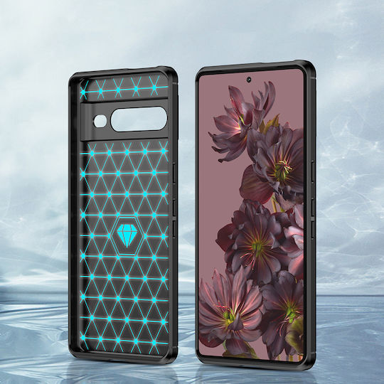 Techsuit Carbon Umschlag Rückseite Silikon Schwarz (Google Pixel 7 Pro)