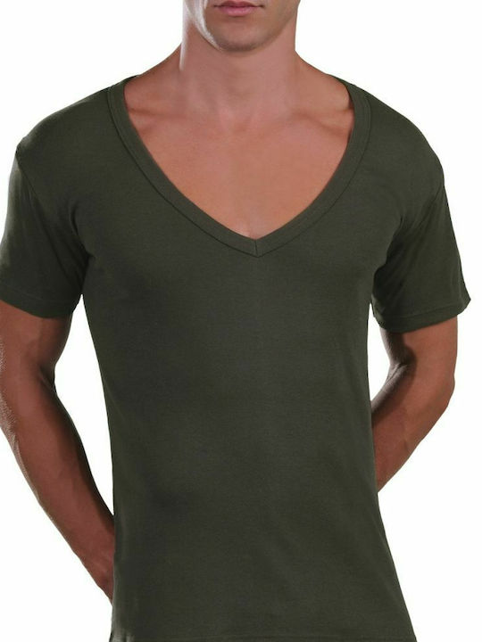 1231 Men's Undershirt Short-sleeved in Green Color