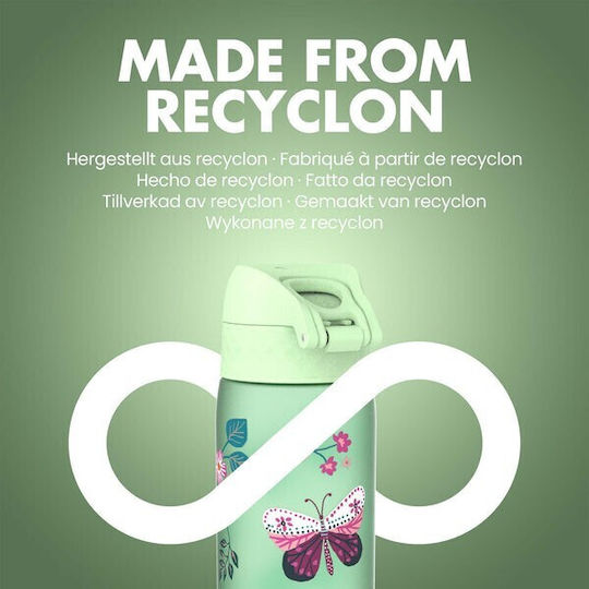 Ion8 Butterflies Plastic Kids Water Bottle Butterflies Non Spill Green 500ml