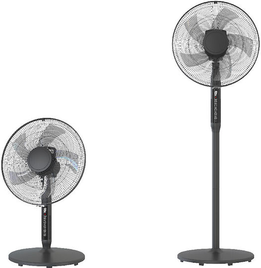 Wellio Ανεμιστήρας Ορθοστάτης 55W Διαμέτρου 40cm με Τηλεχειριστήριο Μαύρος