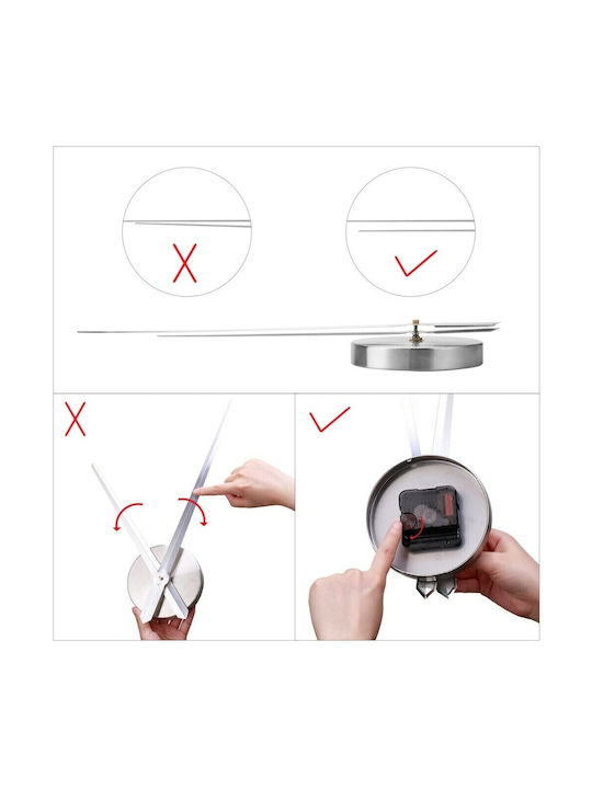 3D 3D Wall Clock Sticker Plastic Silver