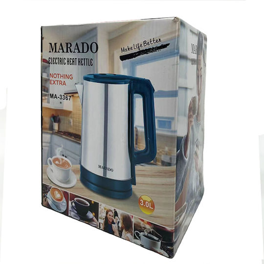 Silver Kettle 3lt 1500W Silver MA3366