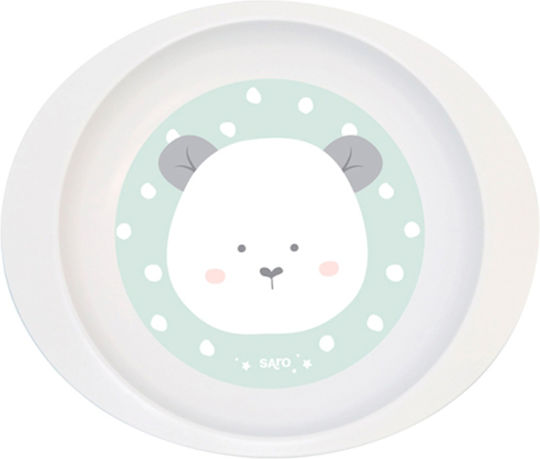Saro Feeding Set Panda made of Plastic with Non-Slip Base Green 5pcs for 6+ months