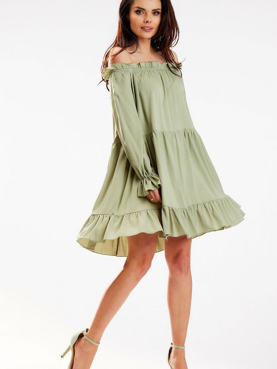 Awama A578 Summer Mini Dress Green