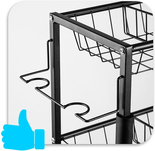 Humberg Metallic Kitchen Trolley 4 Tiers Black 91x41.5x123.5cm