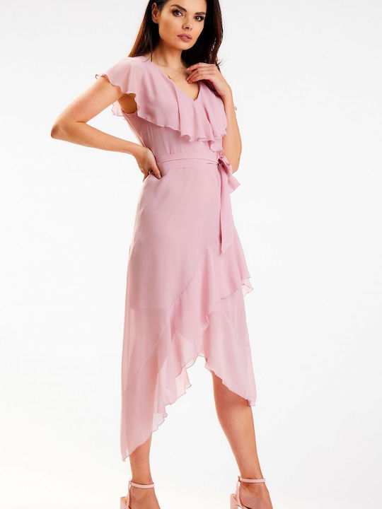 Awama A574 Summer Mini Dress for Wedding / Baptism Pink