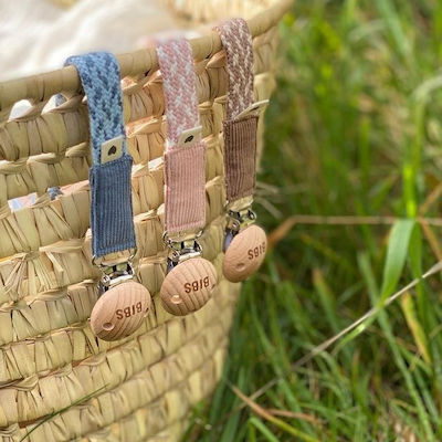 Bibs Clip Pacifier Paci Braid made of Fabric Cornflower / Dusty Blue