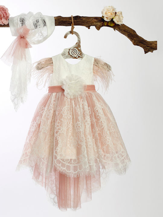 Lollipop Orange Baptism Clothing Set with Hair Accessories & Dress made of Lace 2pcs