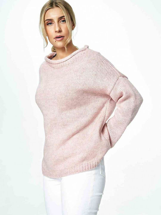 Figl M888 Women's Long Sleeve Pullover Wool Pink