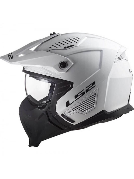 LS2 Drifter OF606 Solid Бяло Каска Мотор Modular ECE 22.06 1300гр