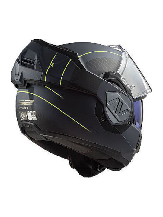 LS2 Advant Matt Titanium Black Motorcycle Helmet Modular ECE 22.06 1650gr with Sunvisor