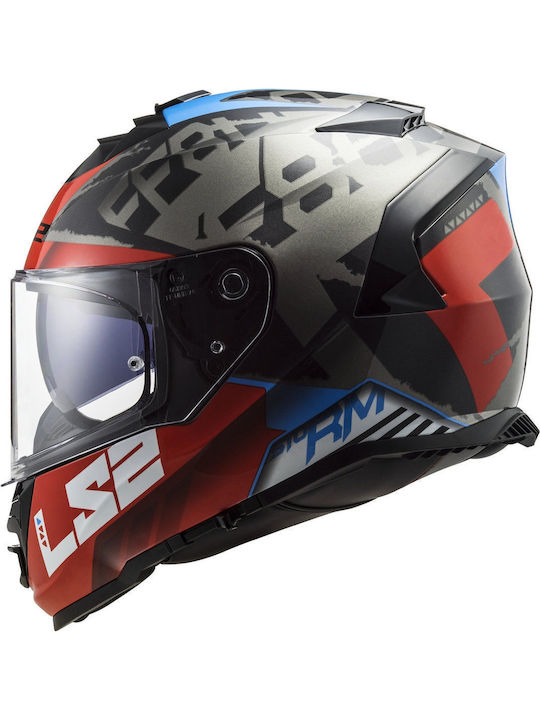 LS2 FF800 Storm Sprinter Black Red Titanium Motorcycle Helmet Full Face ECE 22.05 Weight 1400g with Sun Visor