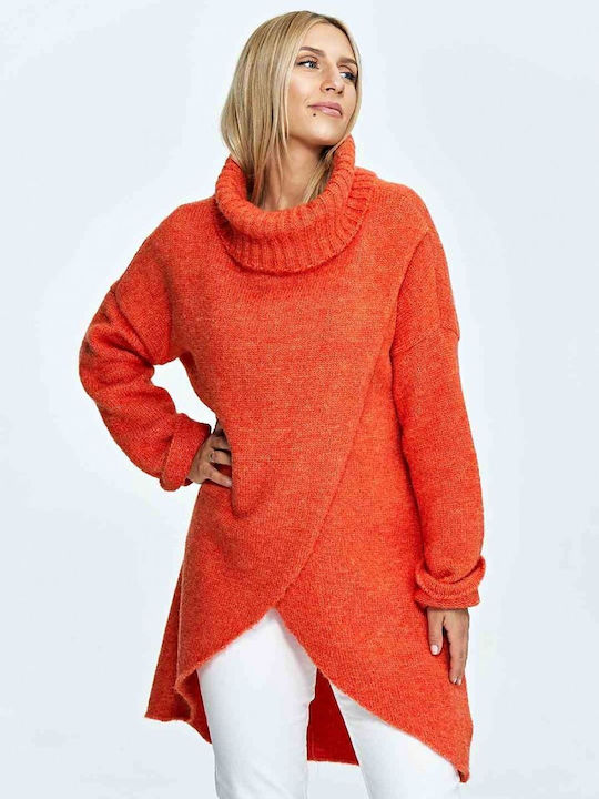 Figl M891 Women's Long Sleeve Pullover Wool Turtleneck Orange