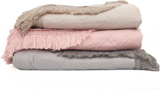 Borea Dahlia Σετ Κουβερλί Υπέρδιπλο Microfiber Γκρι 220x240cm 3τμχ