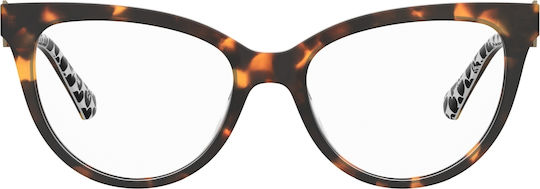 Moschino Plastic Eyeglass Frame Cat Eye Brown Tortoise MOL609 05L