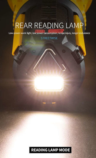 Lumină de lucru și de sit, cu baterie Proiector de Mână LED Lanterne cu blițuri cu Luminozitate Maximă 1100lm W5164-2 Negru