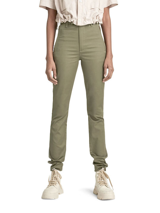 G-Star Raw Damen Hoch tailliert Chino Hose in Enger Passform Khaki