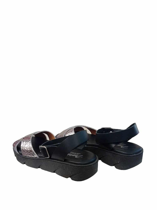 Anatomic Leather Women's Sandals with Ankle Strap Black