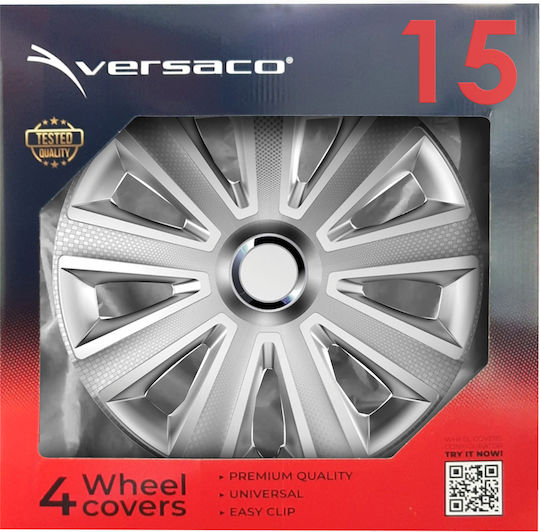 AMiO Set Capace De Roți Auto 4 Bucăți 15 Argintii