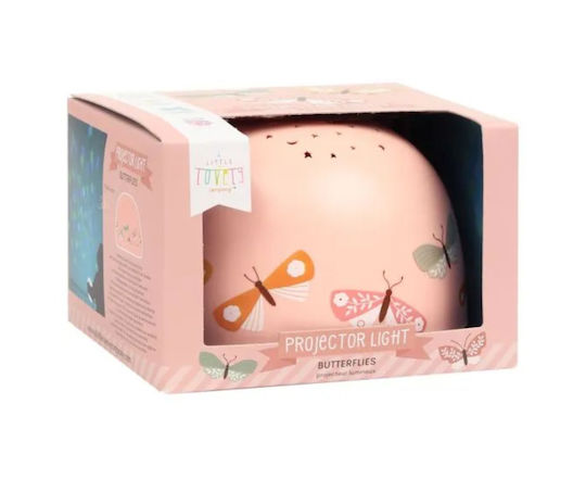 A Little Lovely Company Led Παιδικό Φωτιστικό Projector Butterflies με Προβολή Σχεδίων Ροζ 14x14x9εκ.