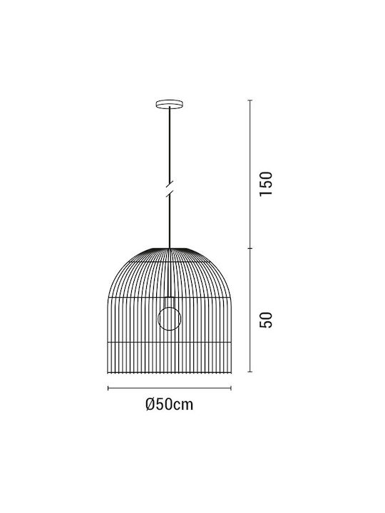 Eurolamp Pendant Light Brown Grid with Socket E27 50x500x200cm