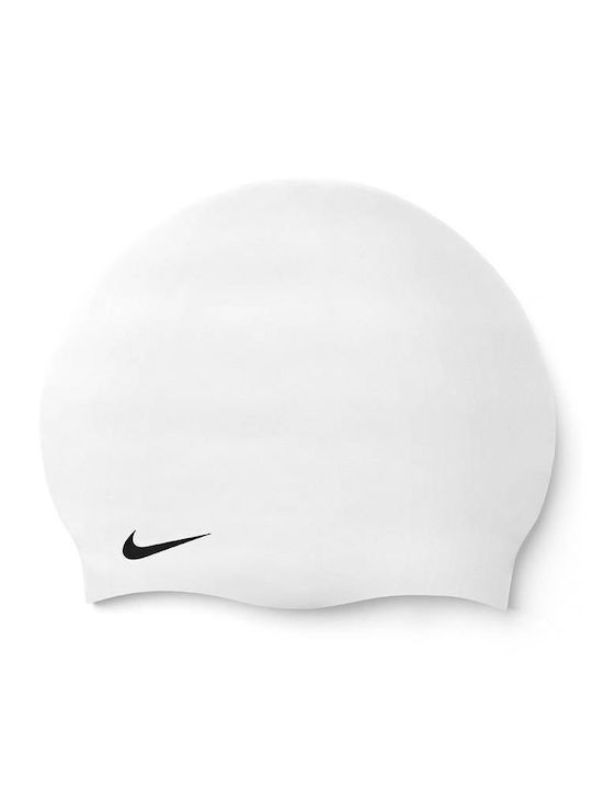 Nike Solid Silicone Adults Swimming Cap White